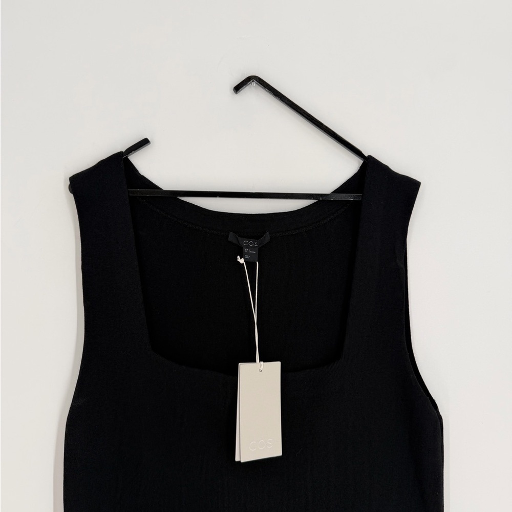Cos Square Neck Tube Black Knitted Structured Body Forming Mini Dress